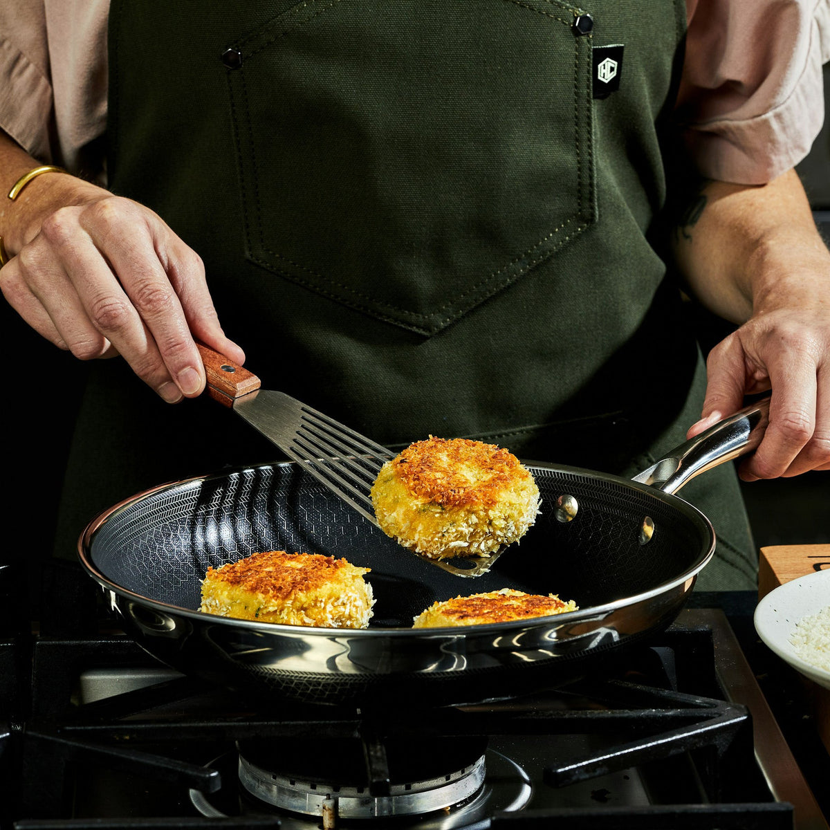 Cooking arancini with the HexClad 10' frying pan