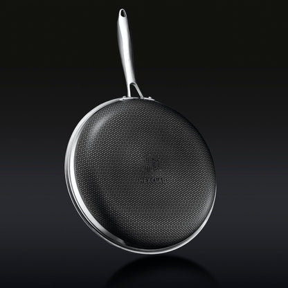 Underside of HexClad hybrid frying pan
