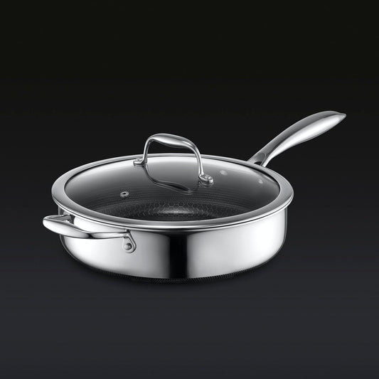 Hybrid Deep Sauté Pan with Lid, 3.3-Qt